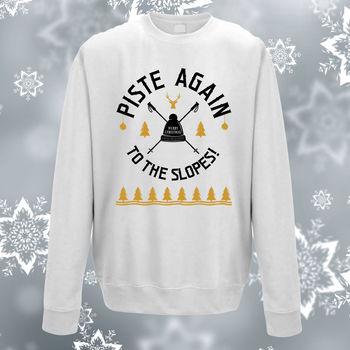 Piste Again Logo Adults Christmas Skiing Sweatshirt, 4 of 12
