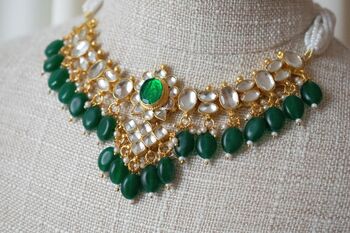 Amala Gold Plated Emerald Green Kundan Jewellery Set, 5 of 5