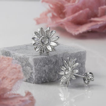 Sterling Silver Daisy Stud Earrings, 3 of 4