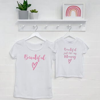 'Beautiful' Mother And Daughter Matching T Shirt Set, 5 of 7