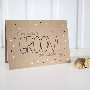 Wedding Day Card For Groom From The Bride, Gold Dots, 4 of 5