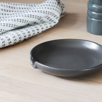 Dark Grey Ceramic Spoon Rest, 2 of 3