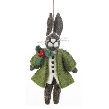 Handmade Felt Hector Christmas Hare Hanging Decoration, 2 of 12