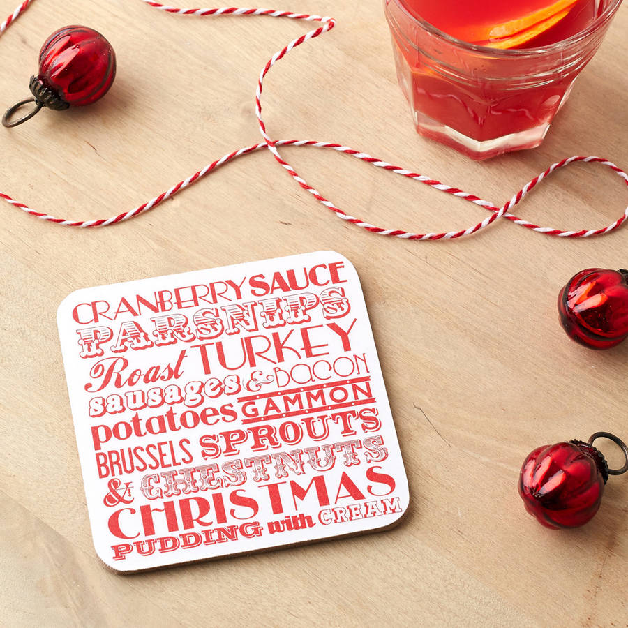 christmas dinner coasters set of four by victoria eggs ...