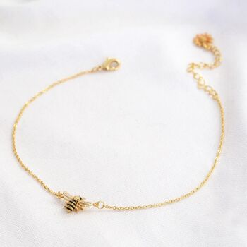 Gold Plated Enamel Bumblebee And Daisy Anklet, 2 of 5