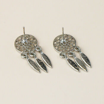 Gold Or Silver Dreamcatcher Dangle Stud Earrings, 6 of 6