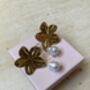 Gold Flower Pearl Drop Earrings, thumbnail 6 of 6