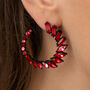 Large Red Crystal Spiral Hoop Earrings, thumbnail 1 of 3