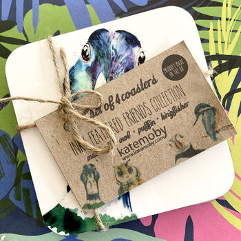 Inky Feathered Friends Collection Coasters, 2 of 11