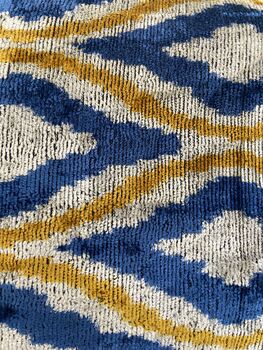 Velvet Blue, Yellow And Beige Cushion Cover, 5 of 7