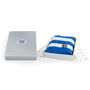 Vertical Cashmere Football Scarf In Blue And White, thumbnail 1 of 3