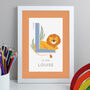 Personalised Animal Alphabet A4 White Framed Print, thumbnail 7 of 12