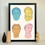 Ancient Male Portraits Illustrative Art Print, thumbnail 2 of 5