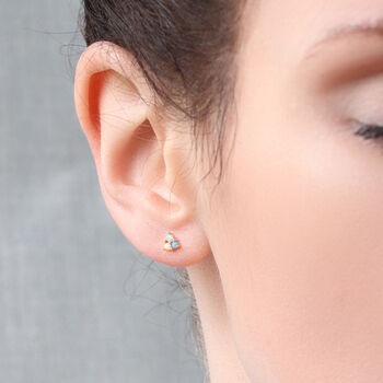 Turquoise Trio Opal Stud Earrings, 5 of 5