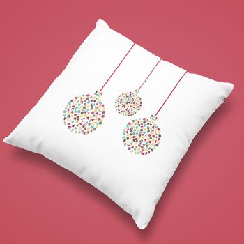 White Contemporary Christmas Bauble Cushion Cover, 4 of 6
