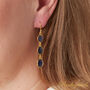 Blue Sapphire Cabuchon Triple Stone Drop Gold Silver Earrings, thumbnail 2 of 9