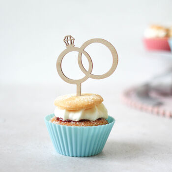 Wooden Cupcake Topper For Weddings Or Engagements, 2 of 5