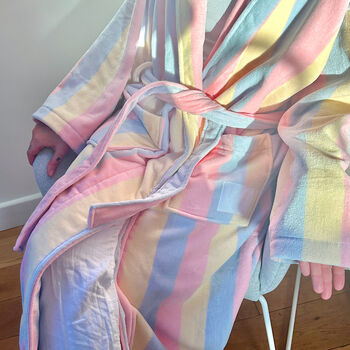 The Pastel Striped Bath Robe Dressing Gown, 2 of 4