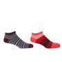 Block Stripe And Multistripe Burgundy Men's Trainer Socks, thumbnail 1 of 6