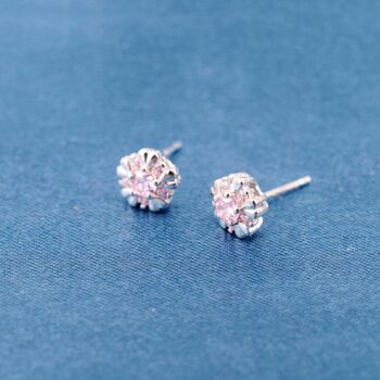 Pink Zircon Stone Heart Stud Earrings, Minimalistic Studs, 6 of 7