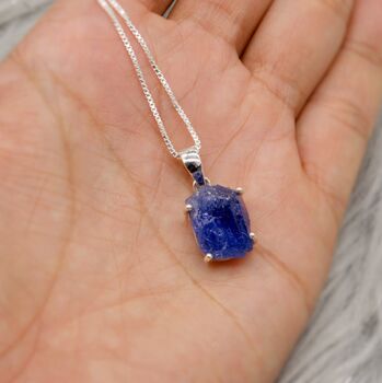 Raw Tanzanite Sterling Silver Pendant Necklace, 5 of 6