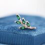 Emerald Green Leaf Stud Earrings In Sterling Silver, thumbnail 6 of 12