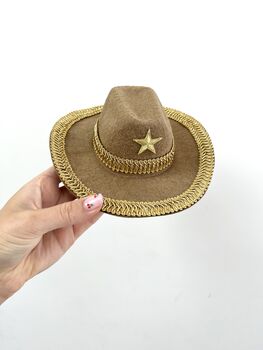 Brown And Gold Pet Cowboy Hat, 3 of 7