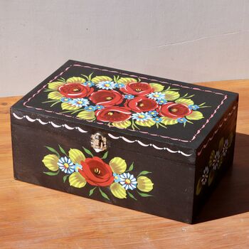 Decorative Canal Roses Painted Wooden Box, 2 of 11