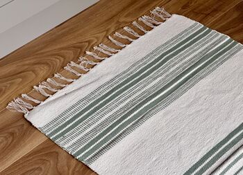 Cream And Green Patterned Rug, 69cm X 114cm, 2 of 3