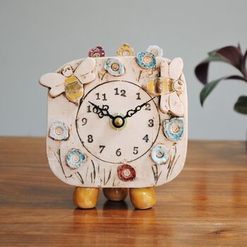 Small Mantel Clock With Bee And Meadow, 7 of 11
