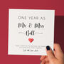 Personalised 1st Anniversary Card With Paper Heart, thumbnail 1 of 6