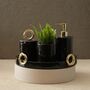 Black Marble Bathroom Set With Gold Ring Accents, thumbnail 1 of 2