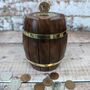 Small Wooden Whiskey Barrel Money Box, thumbnail 1 of 5