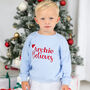 Personalised 'Believes' Santa Hat Christmas Embroidered Sweatshirt Jumper, thumbnail 1 of 3