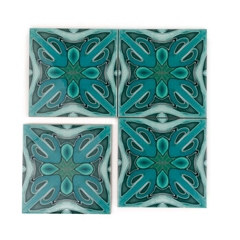 'Malachite Twining' Handprinted Ceramic Tile, 3 of 7