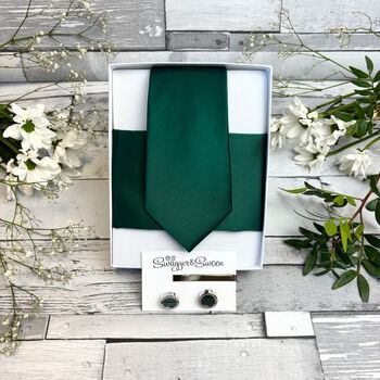 Hunter Green Wedding Tie Set, 6 of 12