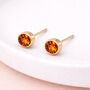 Gold Plated Sterling Silver November Citrine Birthstone Stud Earrings – 7mm, thumbnail 1 of 6
