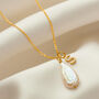 Teardrop Pearl And Real Diamond Initial Necklace, thumbnail 1 of 8
