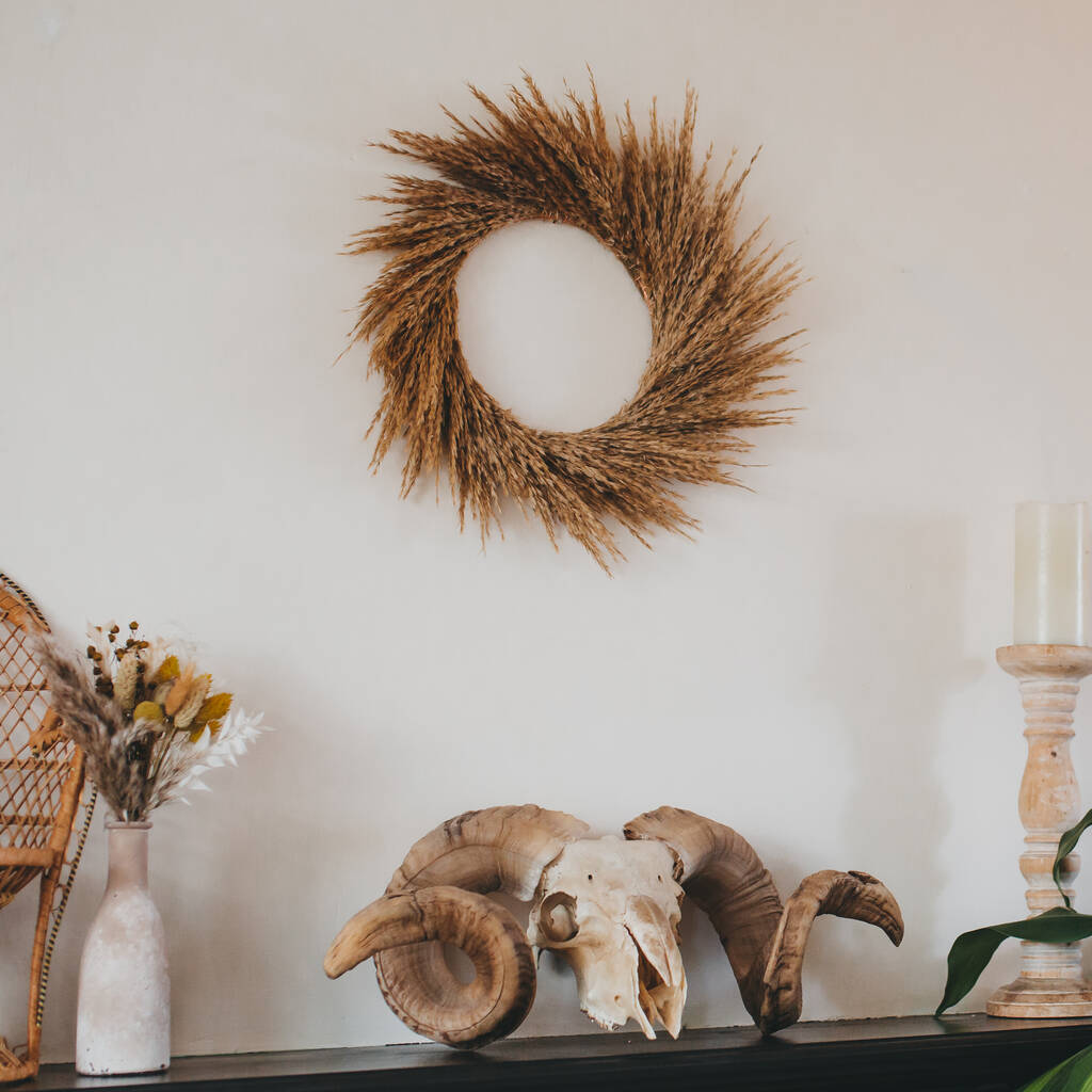 Dried Flower Pampas Grass Wreath Decoration By Luna And