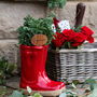 Set Of Two Personalised Poppy Red Welly Boot Planters, thumbnail 3 of 11