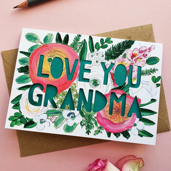 Love You Grandma Or Nanny Paper Cut Card, 2 of 3