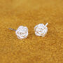 Sterling Silver Tiny Rose Stud Earrings, thumbnail 3 of 6