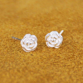 Sterling Silver Tiny Rose Stud Earrings, 3 of 6