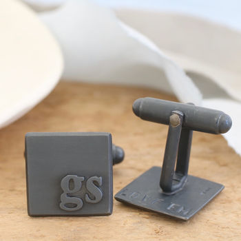 Monogram Cufflinks. Black Initial Cufflinks, 9 of 12