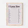 Retro I Love You In Twenty Languages Wall Print, thumbnail 3 of 7