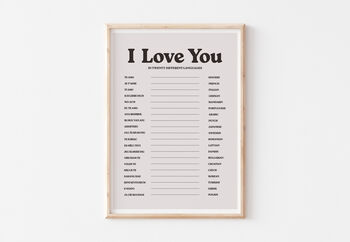 Retro I Love You In Twenty Languages Wall Print, 3 of 7