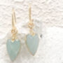 Amazonite Heart Gemstone Earrings Real 18k Gold Plated Gift, thumbnail 4 of 7