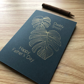 Personalised Monstera Father's Day Gold Foil Card, 7 of 9
