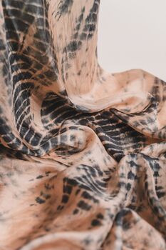 100% Mulberry Silk Scarf, Copper Black Marbling, 5 of 6