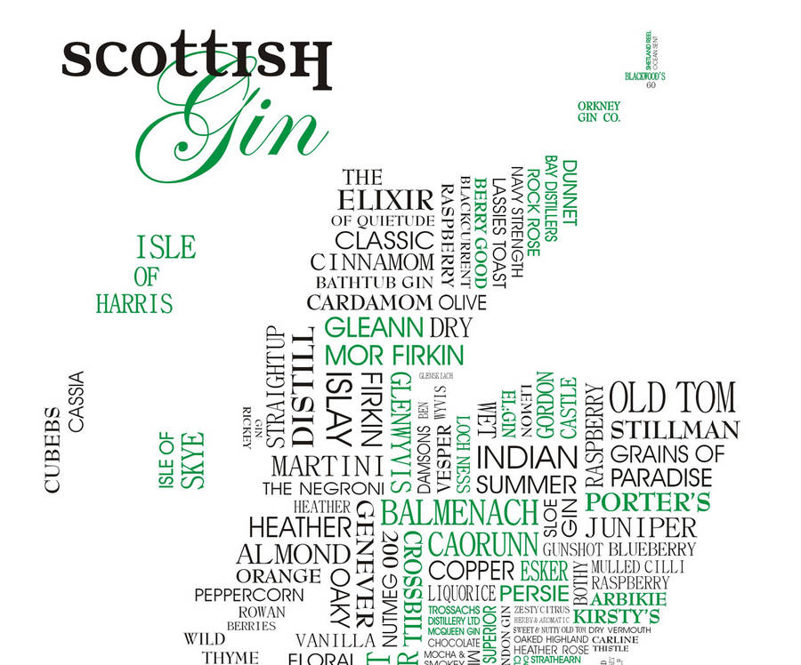 scottish gin word map by adrian mcmurchie